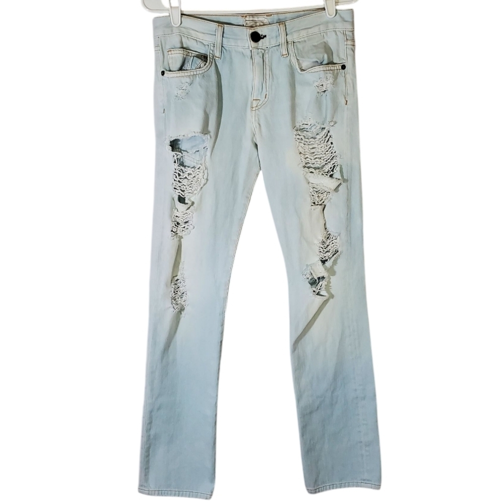 7470 * Current/Elliot Beatup Wash Destroy Light Wash Jeans Denim Size 23